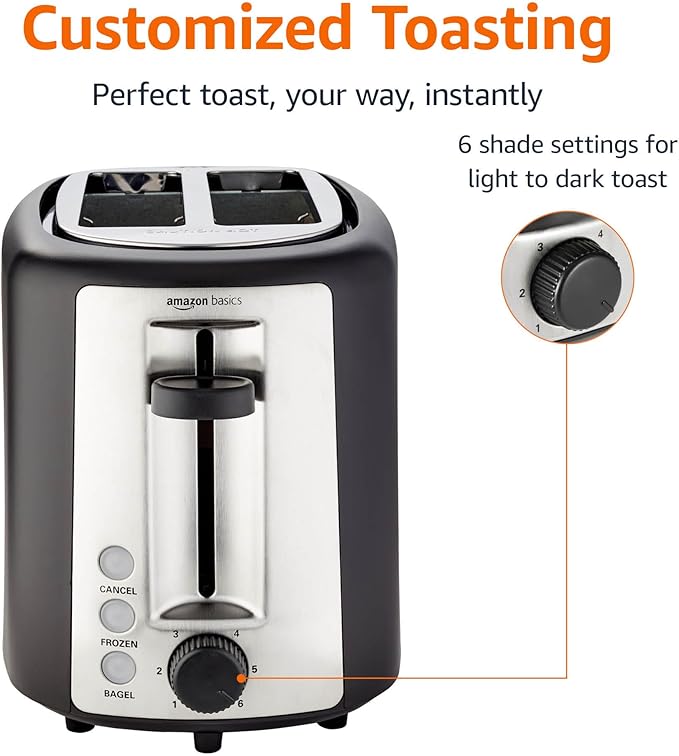 Amazon Basics 2 Slice Toaster - Top View