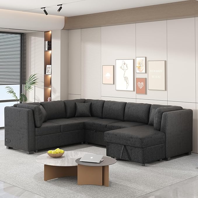 ERYE U-Shaped Sofa - Black Side View